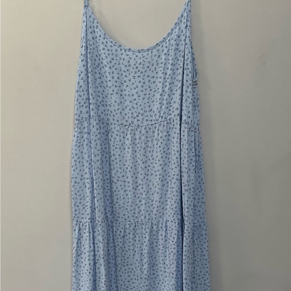 Light Blue Patterned Sleeveless Dress